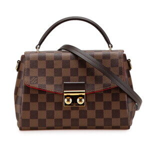 Louis Vuitton Damier Croisette Shoulder Bag Brown Leather